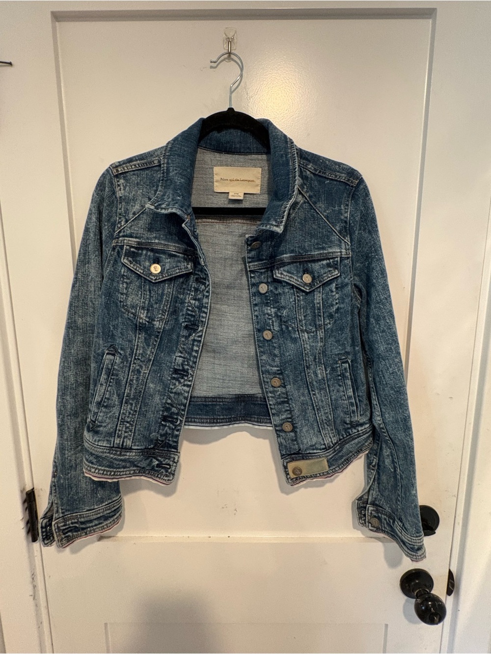 Pilcro and the Letterpress Denim Jacket Women's Blue Distressed Jean Coat M